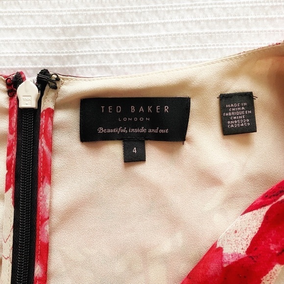 TED BAKER DEGA BLACK PINK RED FLORAL COWL NECK SLEEVELESS SHEATH FORMAL DRESS - Picture 8 of 10